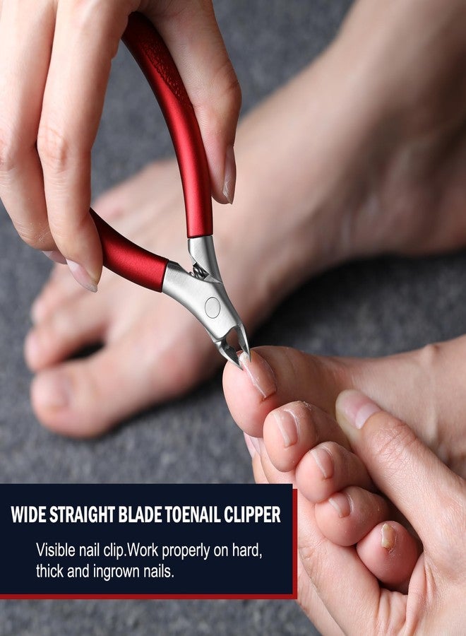 FVION Toenail Clippers for Ingrown Toenail, Straight Nail Clippers for Ingrown Toenails, Professional Ingrown Toenail Treatment for Adults, Seniors, Men and Women (Red) - Image 2